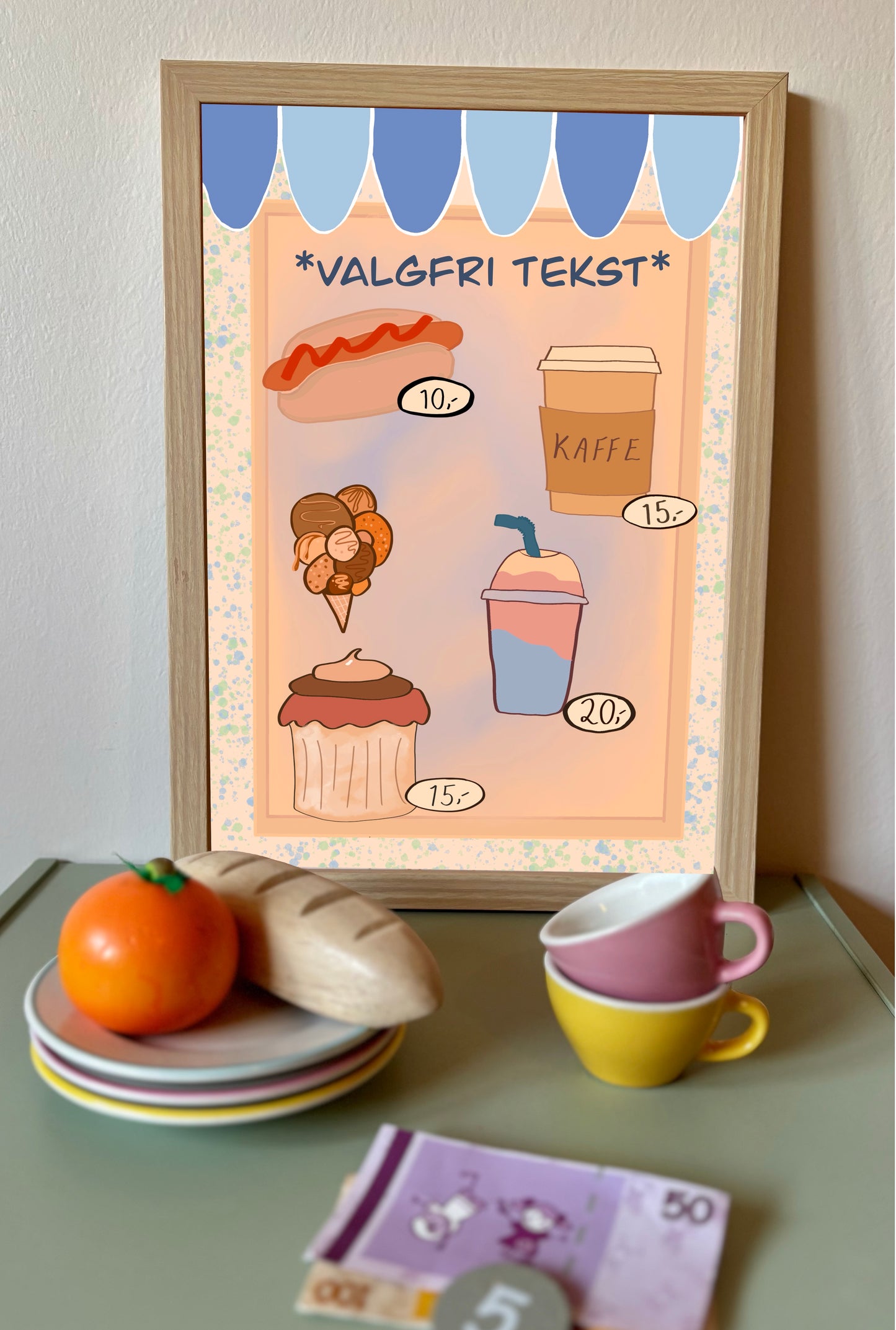 Personlig cafémeny - blå